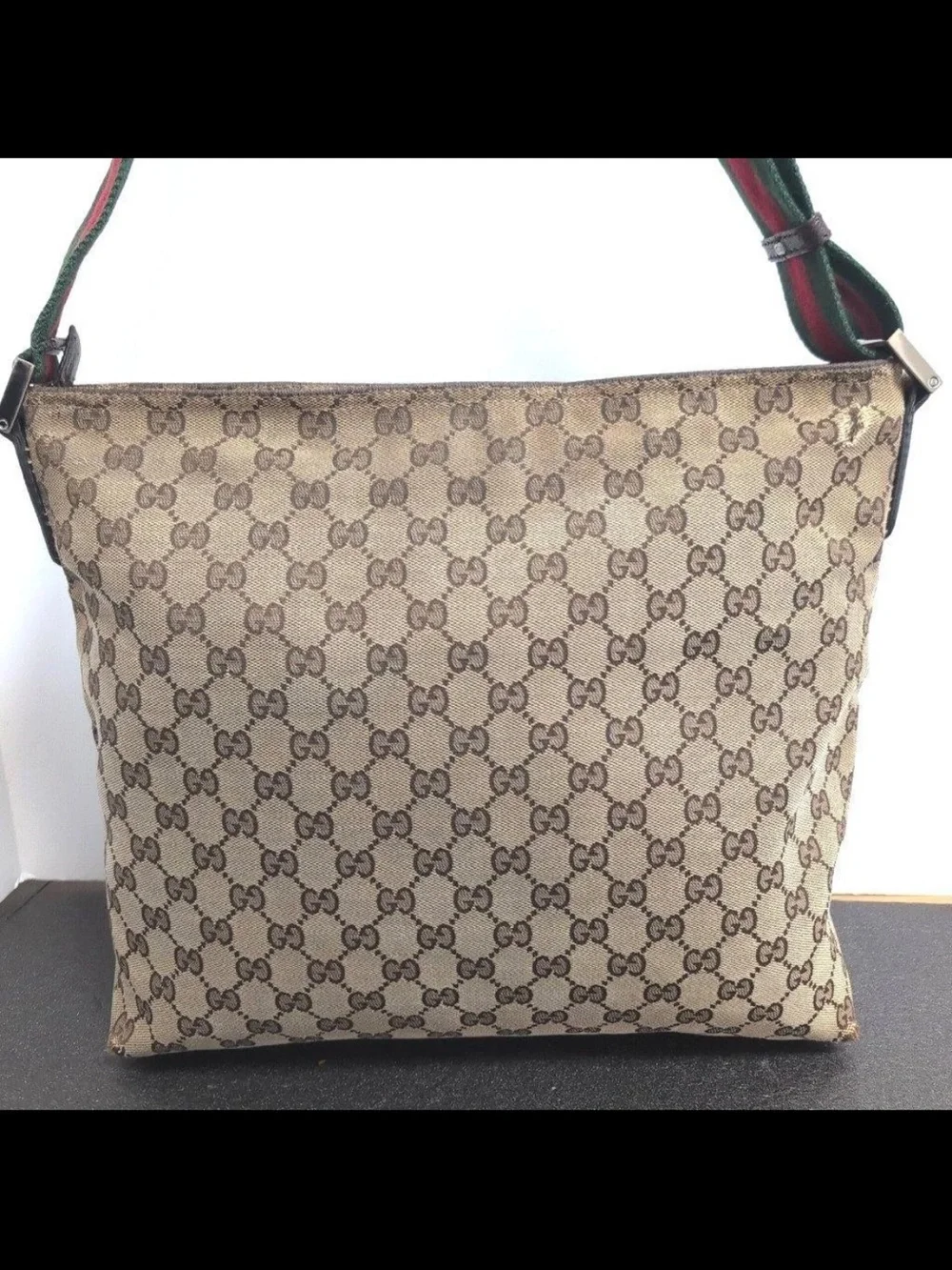 Gucci Beige & Brown Monogram Messenger Bag